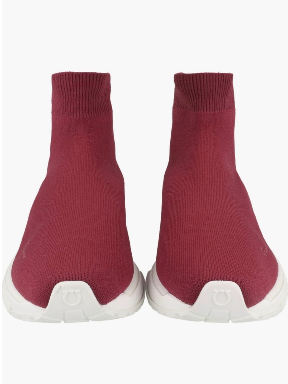 Salvatore Ferragamo Burgundy Knit Sock Sneakers with White Sole